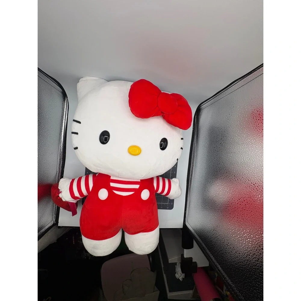 Sanrio Hello Kitty Plush Red Overalls Striped Shirt Heart 12 Inch Stuffed Animal